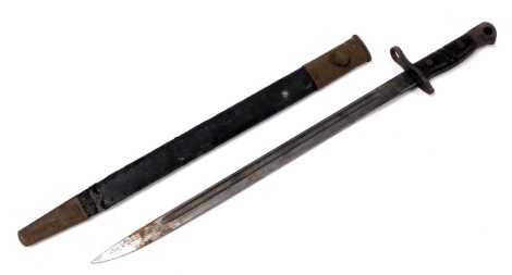 A WWI US Remington bayonet, with scabbard, 55cm long,