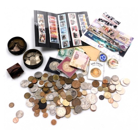 British and Irish silver and copper coinage, commemorative crowns, banknotes, further medals, and mint commemorative stamps, etc. (a quantity)