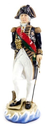 A porcelain figure of Lord Nelson by Michael Sutty, model no 121, limited edition of 500, 37cm high.