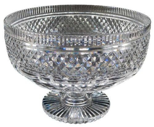 A Waterford cut glass pedestal bowl, Colleen pattern, marked to the foot, 20cm high, 28cm diameter.