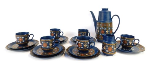 A Bavarian Winterling pattern part coffee service, comprising coffee pot, milk jug, six teacups, five saucers and six side plates.