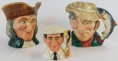 Royal Doulton collectables, comprising Harold Dennis 'Dickie' Bird MBE small character jug, Vicar of Bray large character jug, The Poacher large character jug, and Sergeant Buzfuz bowl. (4) - 4