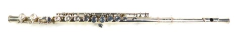 A Boosey and Hawkes silver plated Emperor flute, No 552099, cased.