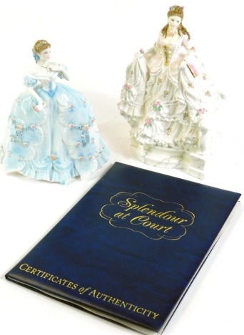 Two Royal Worcester figures, comprising The First Quadrille, limited edition number 8205/12500, and Royal Doulton Cinderella from The Fairytale Princess Collection, limited edition number 32/4950, 22cm and 30cm high respectively. (2)