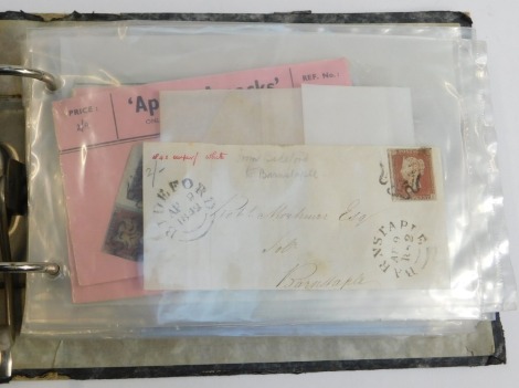 Philately. An album of Victorian envelopes, bearing perforated Penny Reds and others, together with an album of first day covers. (2)