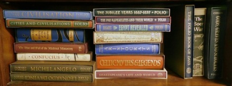 Folio Society. Various works, to include Clarke (Kenneth) Civilisation, The Pre-Raphaelites and Their World, Cities and Civilisations, The Folio Book of Days, The Boer War, etc. (1 shelf)