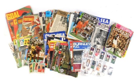 Football magazines, including Football League Review, League Football, few programmes, and cigarette cards. (a quantity)