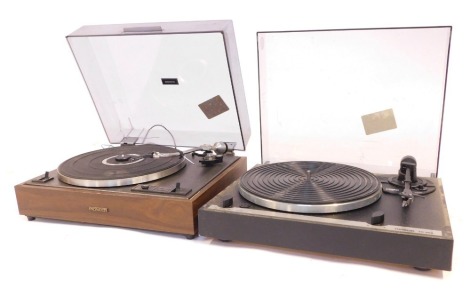 A Thorens TD280 record player, together with a Pioneer stereo turntable PL-120. (2) WARNING! This lot contains untested or unsafe electrical items. It is supplied for scrap or re-conditioning only. TRADE ONLY