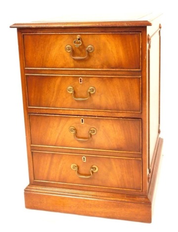 A reproduction Georgian style mahogany two drawer filing cabinet, with green inset leather top, matches previous lot 600.