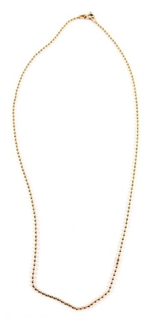 A 9ct gold beaded necklace, 44cm long, 3.9g.