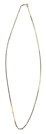 A 9ct gold fine box link neck chain, 48cm long, 3.2g.