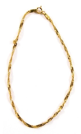 A 9ct gold fancy link bracelet, of twist design, 16cm long, 1.1g.