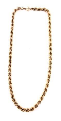 A 9ct rose gold rope twist necklace, 38cm long, 12.2g.