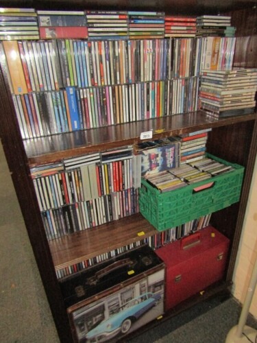 Various CDs, to include classical, movie soundtracks, cassettes, records, etc. (3 shelves)