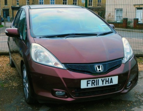 A Honda Jazz 1.0 iVTEC CVT, registration FR11 YHA, automatic, four door, brown, first registered 23.08.2011, mileage 89,385, no V5 present. To be sold on instructions of the executors.