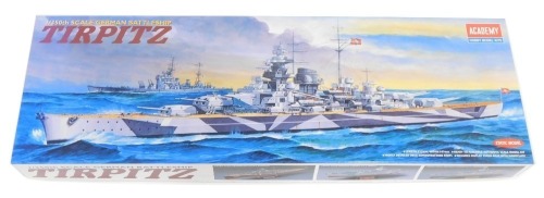 An Academy German Battleship Tirpitz model kit, 1:350 scale, boxed.