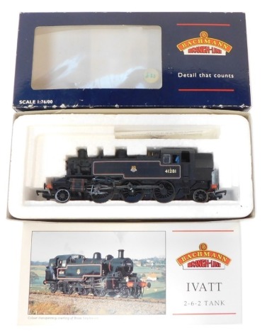 A Bachmann Branchline OO gauge Class 2MT Ivatt tank locomotive, 2-6-2, 41281, BR black livery, 31-450, boxed.