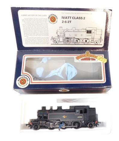 A Bachmann Branchline OO gauge Class 2MT Ivatt tank locomotive, 2-6-2, 41250, BR lined black early emblem, 31-451A, boxed.