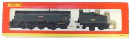 A Hornby OO gauge West Country Class locomotive Wilton, 4-6-2, 34041, BR lined green livery, R2218, boxed.