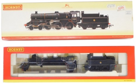 A Hornby OO gauge Standard Class 4 locomotive, 4-6-0, 7505, BR lined black livery, R2714, boxed.