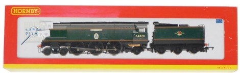 A Hornby OO gauge Battle of Britain Class locomotive 222 Squadron, 4-6-2, 34078, BR lined green livery, R2458, boxed.