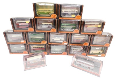 Exclusive First Editions by Gilbow and Corgi Original Omnibus buses, including 40303 Leyland Tiger Cub Silver Star Motor Services, 41003 1957 AEC Region MkV Metro Camel Devon General, 20121 Bedford OB Coach Devon General, 16313 Bristol LS Bus Southern Nat