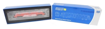 A Dapol OO gauge streamlined diesel rail car, W17W, BR crimson livery with Express Parcels branding, 4D/011/101, boxed.