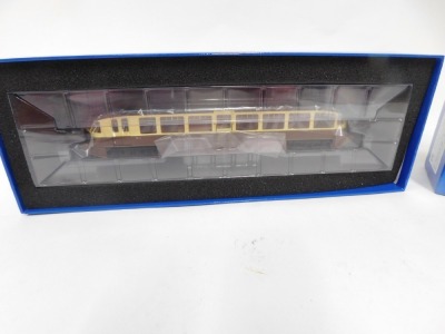 A Dapol OO gauge streamlined diesel rail car, W11, BR lined chocolate and cream livery, 4D/011/007, boxed. - 2