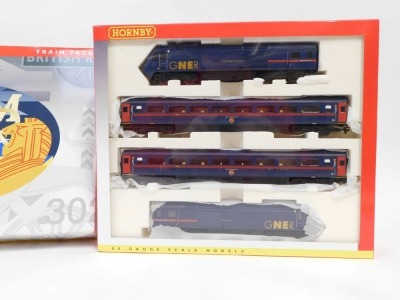 A Hornby OO gauge GNER HST125 train pack, comprising power car, dummy car, and two coaches, R2612, boxed. - 2