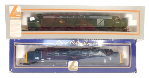 Lima models OO gauge diesel locomotives, comprising Class 55 Deltic locomotive, St Paddy, 55001, BR blue livery, and a Class 40 locomotive, D205, BR green livery, boxed. (2)