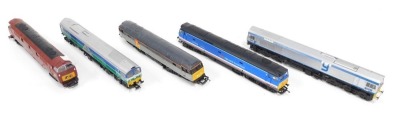 Lima and Hornby OO gauge locomotives, including a class 59 Yeoman Endeavour in Agrigate Industries livery, a class 59 in Yeoman blue and silver, Kenneth J Painter, a class 50 Network South East Glorious 50033, etc., unboxed. (5)