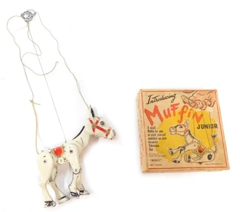 A Moco Junior Muffin the Mule metal marionette, in original box.