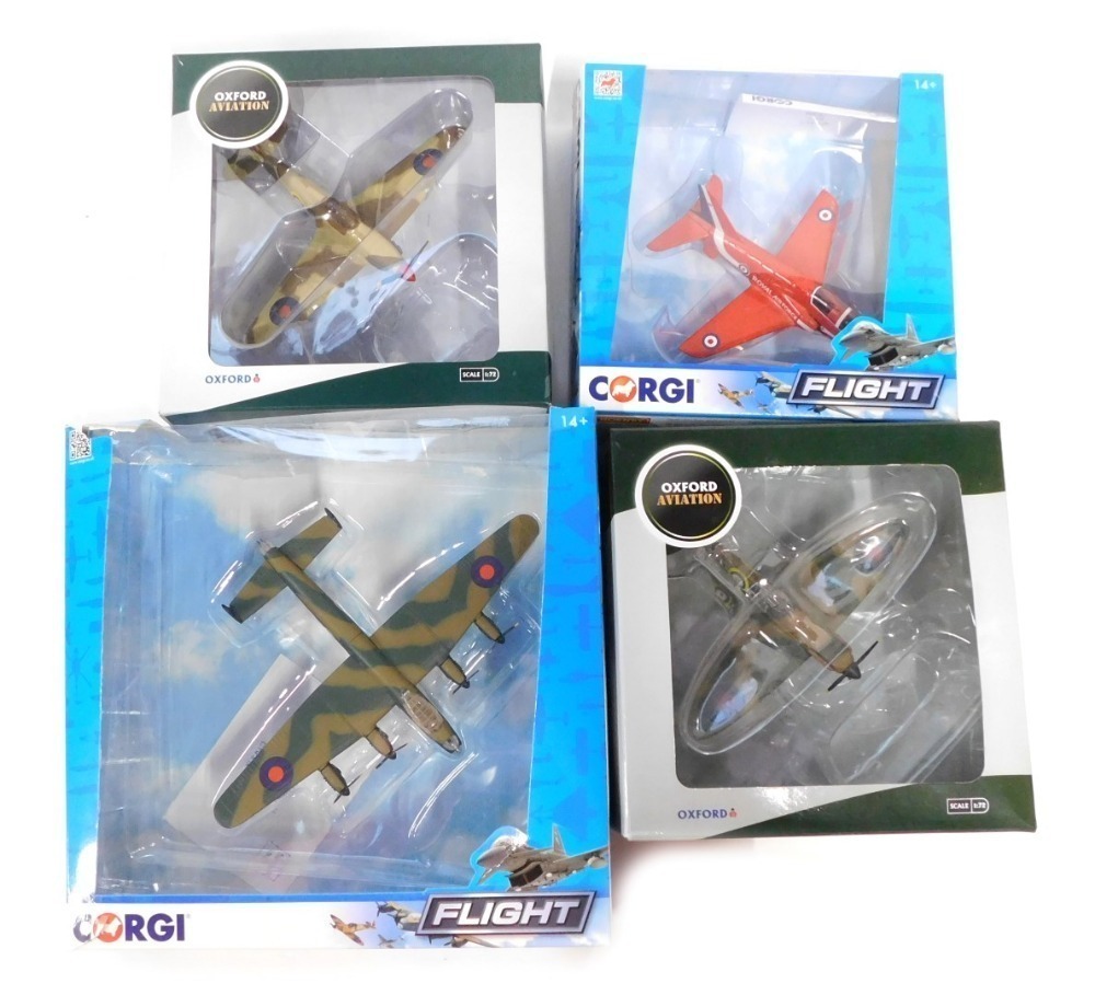 Oxford Aviation and Corgi Flight diecast planes comprising Oxford Aviation Front Line Fighters Super Marine Spitfire