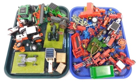 Ertl, Britains, Corgi and other diecast tractors and farming implements, including Valtra Series C tractor, David Brown 1690 tractor, New Holland balers, etc. (2 trays)