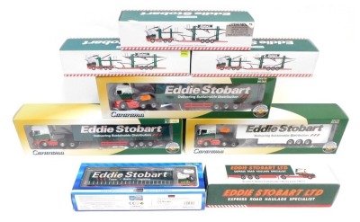 Cararama and Oxford Eddie Stobart diecast, including Oxford Eddie Stobart Scania Evo 6 car transporters (x3), Oxford Scania T Series curtain sider Kerry Jane H777, etc. (1 tray)