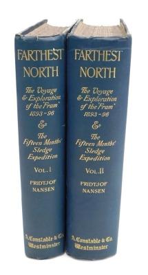 Nansen (Fridtjof) Farthest North FIRST EDITION 2 vol., contains letter and note to Edmund Hillary loosely inserted, 4to, 1897.