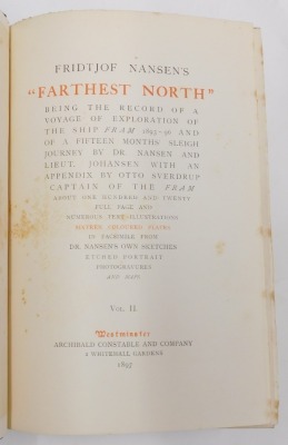 Nansen (Fridtjof) Farthest North FIRST EDITION 2 vol., contains letter and note to Edmund Hillary loosely inserted, 4to, 1897. - 5