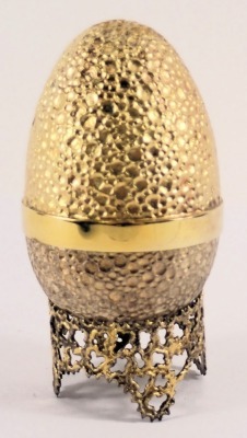 A Stuart Devlin silver parcel gilt Hummingbird egg, London 1977, with unmarked silver gilt coloured stand, 5.41oz gross, 7cm high, boxed with certificate, limited edition number 207/300. - 2