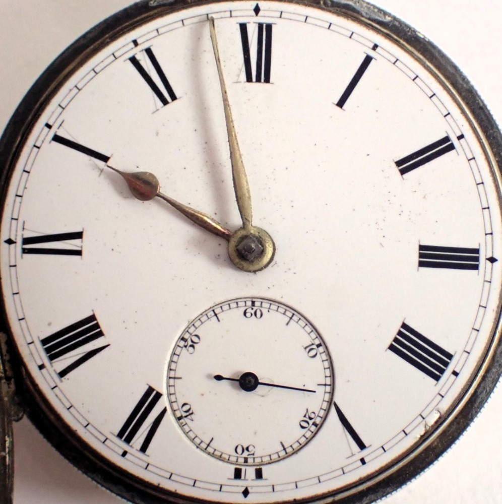 Numeric Watch A George V silver pocket watch, with white enamel Roman numeric dial ...