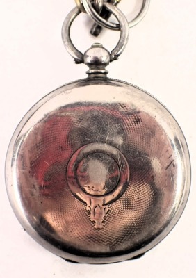 A silver cased pocket watch with white enamel dial, stamped The Express English Lever retailed by JG Greaves of Sheffield, Chester hallmarks, and a white metal pocket watch, retailed by Langdon Davis and Co Birmingham, Swiss made movement and case. (2) - 10