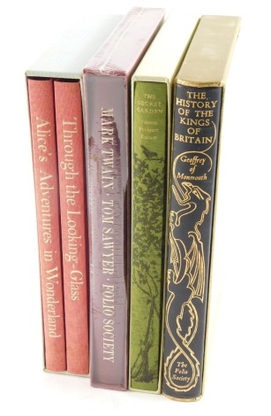 Folio Society publications, Carroll (Lewis) Alice's Adventures in Wonderland and Through the Looking Glass, in single box, Twain (Mark Tom Sawyer) The History of the Kings of Britain by Jeffrey of Monmouth, and Burdett (Francis Hodgson) The Secret Garden.