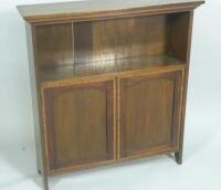 An Edwardian mahogany and satinwood cross banded side cabinet with two panel doors