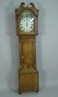 A 19thC oak and mahogany banded longcase clock