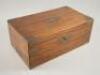 A mid 19thC mahogany and brass bound campaign writing box