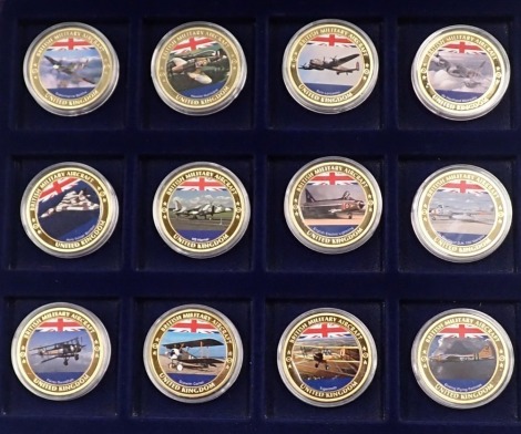 A collection of Windsor Mint British military aircraft collectors coins, set of twelve with limited edition certificate number 1774, boxed.