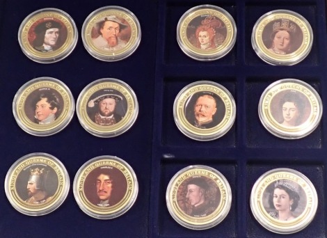 A Windsor Mint Kings and Queens of the UK collectors coins, comprising a set of twelve coins in presentation pack, with certificate, number 16, boxed.