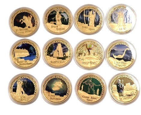 Windsor Mint collectors coins, The Myth and Legends of GB series, twelve coins in presentation pack, with certificate, main certificate number 573, boxed.