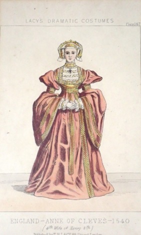 A collection of prints, each taken from Lacey's Dramatic Costumes, to include The Wives of Henry VIII, Elizabeth I, etc. (10)