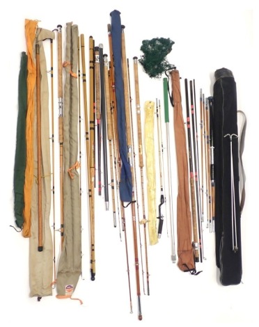 A quantity of vintage fishing rods, to include a Constable Manley rod, Constable 4T Fore rod stamped Doctor Ruce, etc.