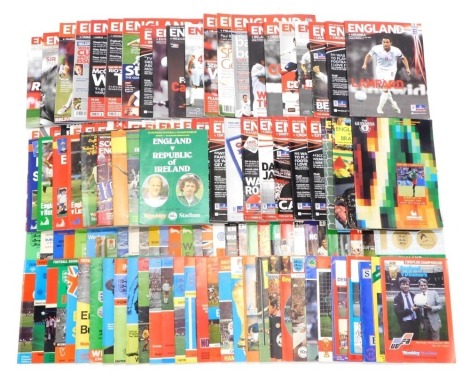 A large quantity of England international football programmes, mainly 1980s onwards.